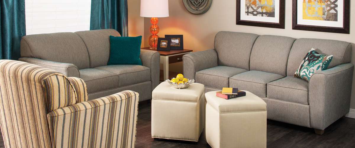 A sample room decorated with furniture from the Oak Park collection.